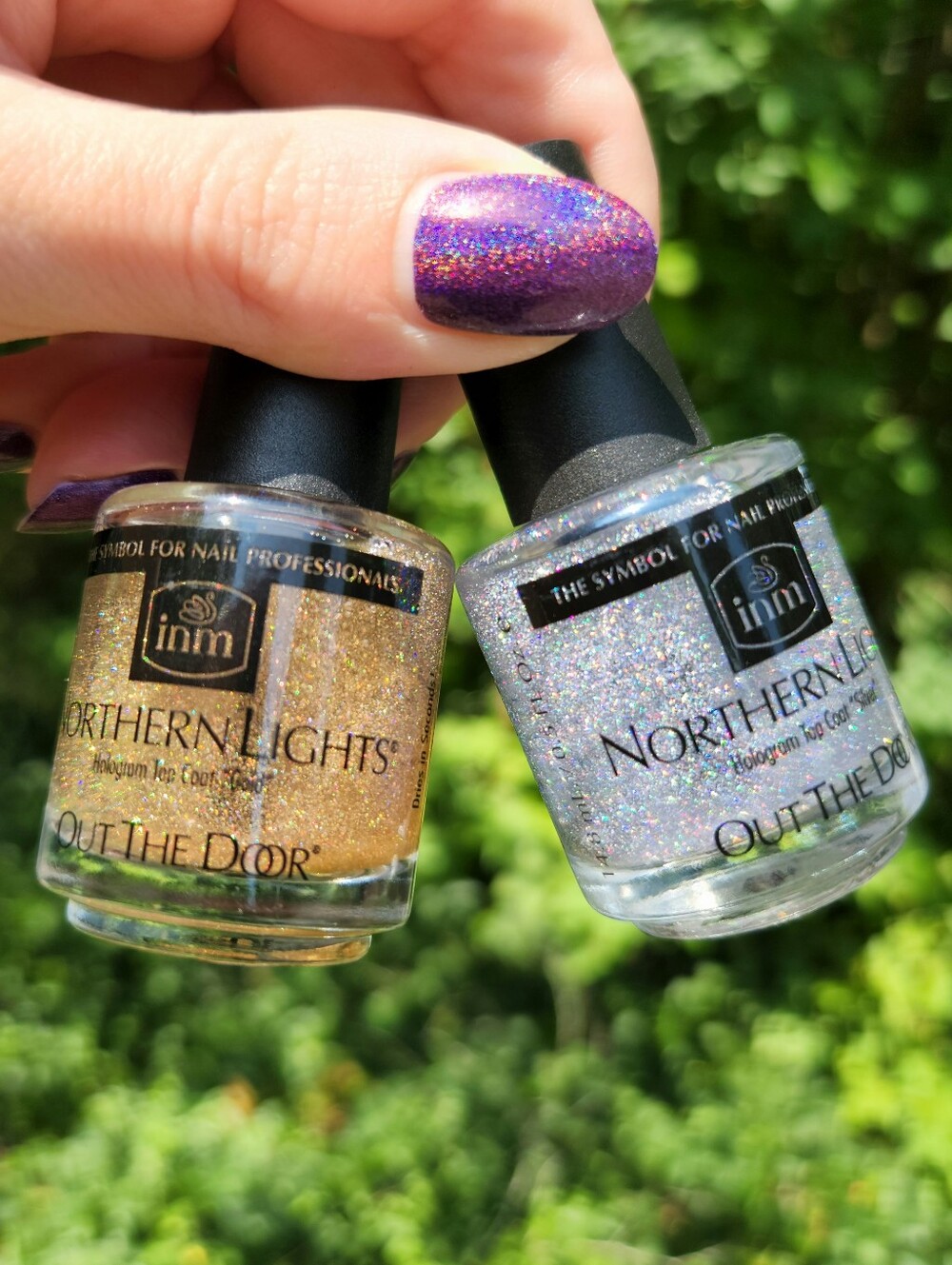 INM ✨️ Northern Lights Hologram Top Coat 🌈 Silver & Gold Duo